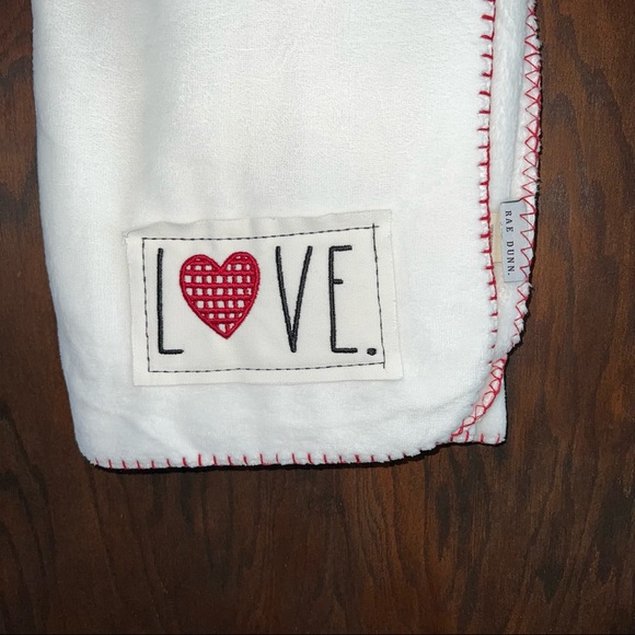 Rae Dunn Bedding Rae Dunn Love White Plush Throw Blanket 5 X 60 Red